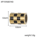 Vintage checkered round gold pendant charm with black enamel for DIY jewelry - Black and Gold Checkerboard Cylinder Bead (XP15958D1K0)