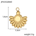Golden sunburst fan shaped stainless steel pendant with dimensions of 1.4cm by 1.3cm - Gold Radiant Semi-Circle Style (JP43352DW0)