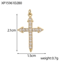 Gold cross pendant with zircon inlay and arrow-shaped tips, 2.1cm by 1.5cm size - Pave Rhinestone Arrowhead Cross Pendant (XP15961D2B0)