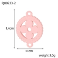 Pink stainless steel four-leaf clover enamel macaron pendant for DIY jewelry making - Pink Beaded Round Style (PJ00233-2)