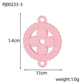 Pink stainless steel four-leaf clover pendant 1.4cm with matte finish and dual rings - Pink Beaded Round Style (PJ00233-3)