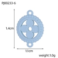 Light blue four-leaf clover pendant in stainless steel for DIY jewelry making - Light Blue Beaded Round Style (PJ00233-6)