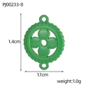 Green enamel four-leaf clover pendant with pearl-style border in stainless steel - Green Beaded Round Style (PJ00233-8)