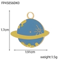 Detail of blue and yellow enamel planet pendant with dimensions 1.7cm by 1.91cm - Blue Yellow Enamel Planet Style (FP45856DK0)