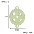 Light green stainless steel four-leaf clover pendant accessory for DIY jewelry making - Light Green Beaded Round Style (PJ00233-9)