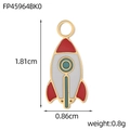 Detail view of colorful rocket enamel pendant with dimensions 1.81cm by 0.86cm - Red Yellow Cyan Rocket Style (FP45964BK0)