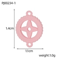 Pink stainless steel four-leaf clover pendant charm with gear edge and size info - Pink Gear Star Style (PJ00234-1)