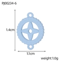 Light blue four leaf clover stainless steel macaron charm pendant for DIY jewelry - Light Blue Gear Star Style (PJ00234-6)