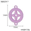 Purple four-leaf clover pendant in matte finish with bead texture border and dual loops - Purple Gear Star Style (PJ00234-7)