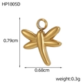 Pendentif libellule en acier doré avec dimensions pour création de bijoux DIY - Style Mini Libellule (HP1805D)