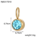 0.79cm round light blue zircon pendant in golden stainless steel bezel setting - Light Blue Round Pendant (PJ00317D10)