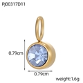Polished gold circular pendant with light blue cubic zirconia and 0.79cm size detail - Sky Blue Round Pendant (PJ00317D11)