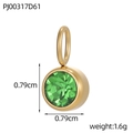 Minimalist gold stainless steel pendant with round green zircon stone, 0.79cm diameter - Green Round Pendant (PJ00317D61)