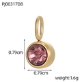 Pink cubic zirconia pendant in gold finish with 0.79cm diameter and top ring - Pink Round Pendant (PJ00317D8)