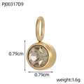 0.79cm gold-plated stainless steel pendant with round faceted clear zircon stone - Clear Stone Pendant (PJ00317D9)
