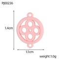 Pink stainless steel four-leaf clover pendant with size specs 1.4cm by 1.1cm - Pink Hollow Flower (PJ00236)