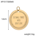 Detailed view of 1.6cm round gold stainless steel pendant with engraved inspirational text - Gold Inspirational Round Tag (XP15173D0W0)