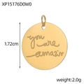 Close-up of a 1.72cm polished gold round pendant engraved with You are amazing text - Gold Compliment Round Tag (XP15176D0W0)