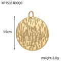 Detailed view of 1.9cm gold stainless steel round pendant with embossed tree texture - Gold Tree of Life Relief (XP15351D0Q0)