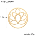 Detailed view of gold stainless steel lotus flower charm with 2.54cm diameter specs - Gold Lotus Hollow Piece (XP15423D0W0)