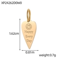 Detail of gold heart pendant with Happy Every Day engraving showing 1.62cm height dimensions - Gold Smiley Heart Tag (XP24262D0W0)