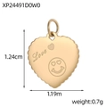Detailed macro view of heart-shaped gold pendant with Love engraving and wavy edges - Gold Wavy Edge Heart Tag (XP24491D0W0)