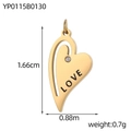 Detail view of heart-shaped stainless steel pendant with LOVE engraving and crystal - Gold Nested Heart Tag (YP0115B0130)
