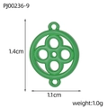 Green enamel four leaf clover stainless steel connector charm 1.4x1.1cm for DIY jewelry - Green Round Floral Style (PJ00236-9)