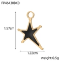 Golden star-shaped space pendant with black enamel inlay and 1.57cm height dimensions - Black Star Charm Style (FP46430BK0)