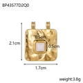 Macro detail of square titanium steel pendant with hammered gold texture and white stone - Square White Gemstone Style (BP43577D2Q0)