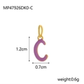 Letter C pendant in gold finish and purple enamel with size and weight specs - Letter C