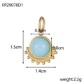 Detailed view of fan-shaped pendant with dimensions 1.5cm by 1.4cm and weight 2.2g - Light Blue Amazonite Style (FP29078D1)
