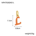 Orange enamel letter L pendant in stainless steel with gold ring, 1.1cm height - L