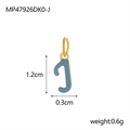 Golden stainless steel letter J pendant with blue enamel, size 1.2cm height and 0.6g weight - Letter J