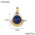 Macro view of vintage gold fan pendant with lapis blue stone showing 1.5cm height dimension - Deep Blue Lapis Lazuli Style (FP29078D5)