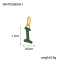 Golden stainless steel letter I pendant with dark green enamel finish and 1.1cm height - Letter I