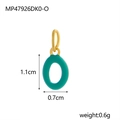 Golden stainless steel letter O pendant with turquoise enamel finish for jewelry making - Letter O