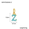 Golden edge letter Z pendant in light blue enamel finish for custom jewelry - Letter Z