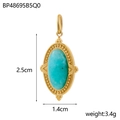 Detail eines Vintage-Goldanhängers mit blauem Türkisstein und 2,5 cm Größenangabe - Türkis-Stil (BP48695B5Q0)