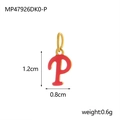 Letter P alphabet charm pendant in gold finish with red enamel filling for jewelry - Letter P