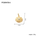 Gedetailleerde afmetingen van vintage gouden hanger met zonnestraalmotief en labradoriet - Gouden ronde reliëf witte steen stijl (FP28947B-6)