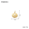 Gedetailleerde weergave van een gouden ronde hanger met afmetingen 2,3 cm bij 1,55 cm - Gouden ronde getextureerde kunstparel stijl (FP28947B-5)