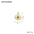 Retro golden stainless steel sunburst pendant with black gemstone and beaded edge - Black Rhinestone Style (WP37023B0W2)