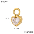 Macro shot of heart-shaped zircon pendant with dimensions 1.0cm by 0.6cm and gold frame - Gold White Stone Heart Pendant (BP00031B1)