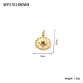 Ciondolo tondo in acciaio inossidabile dorato con gemma marrone e trama solare - Stile Strass Marrone (WP37023B0W8)