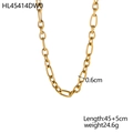 Detailed size chart for golden paperclip chain necklace with 45cm length and 0.6cm width - Gold Paperclip Chain (HL45414DW0)
