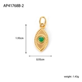 Pendente occhio in acciaio inossidabile dorato con pietra verde e misure esatte - Stile Intarsiato con Pietra Preziosa Verde (AP41768B-2)