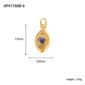 Dettaglio del ciondolo a forma di occhio con pietra blu e misure dimensionali precise - Stile Intarsiato con Pietra Preziosa Blu (AP41768B-6)