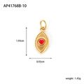 Ciondolo occhio portafortuna dorato con pietra rossa, altezza 1,93cm, larghezza 0,93cm - Stile Intarsiato Rosso (AP41768B-10)