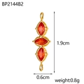 Dettaglio di un connettore per gioielli bohémien con tre pietre arancioni e base dorata - Connettore a Triplo Strass Marquise Arancione (BP2144B2)
